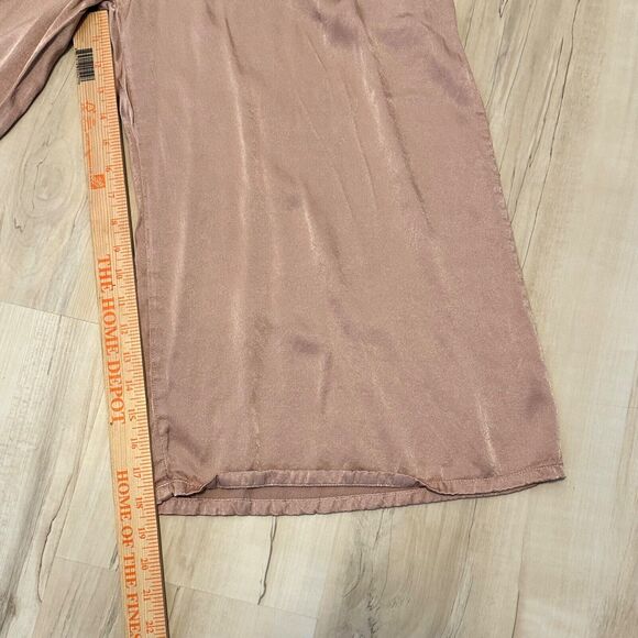 Lacausa Women M Jumpsuit Romper Satin V Neck Wide Leg Pink Rose - Picture 10 of 10